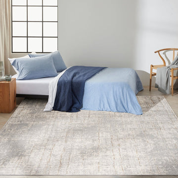 CK950 Rush CK955 Modern Abstract Distressed Hi-Low Textured Low-Profile Short-Pile Ivory/Grey/Beige Rug-Calvin Klein-Rug Love - The Most Loved Rug Store